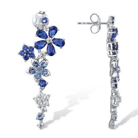Sterling Silver Earrings Blue Nano Cubic Zirconia,Blue Spinel,White Cubic Zirconia (E316166BNBZSL925)