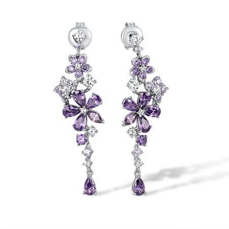 Sterling Silver Earrings Amethyst Cubic Zirconia,Light Purple Cubiz Zirconia,White Cubic Zirconia (E316170ALUZSL925)