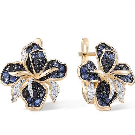10KYWB Earrings Created Sapphire,Diamond (E316174CRS10KYWB)