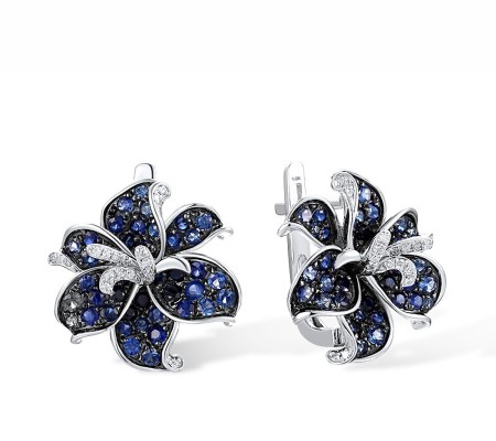 14KWB Earrings Blue Sapphire,Diamond (E316175SAP114KWB)
