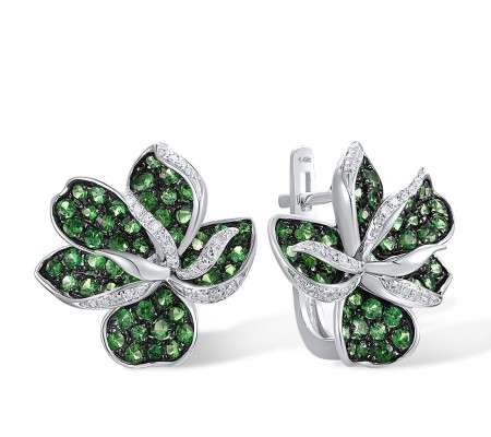 14KWB Earrings Diamond,Green Garnet (E316176GNG114KWB)