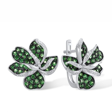 14KWB Earrings Diamond,Green Garnet (E316176GNG114KWB)