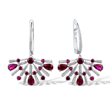 14KW Earrings Ruby,Diamond (E316198RUY14KW)