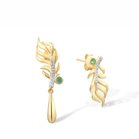 14KYW Earrings Diamond,Emerald (E316208EMR14KYW)