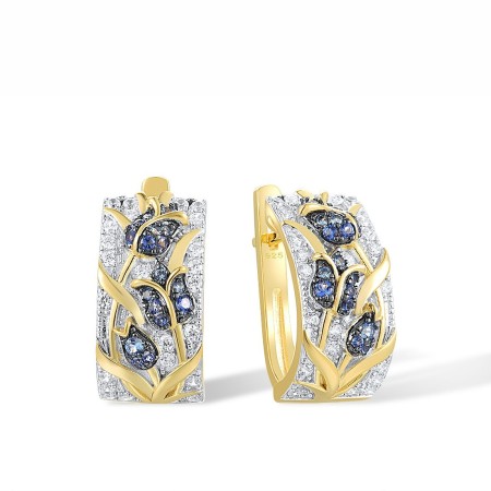 Sterling Silver w/ Yellow Black White Plating Earrings Blue Nano Cubic Zirconia,Blue Spinel,White Cubic Zirconia (E316228BNBZSZ925)