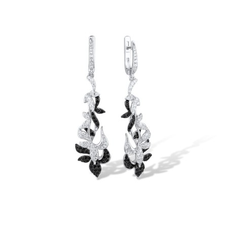Sterling Silver w/ Black White Plating Earrings Black spinel,White Cubic Zirconia (E316249BSNZSK925)