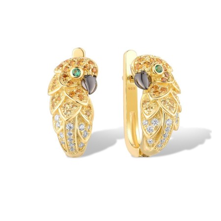 Sterling Silver w/ Yellow Black Plating Earrings Green Spinel,White Cubic Zirconia,Yellow Nano Cubic Zirconia (Ci (E316344GSYZSC925)