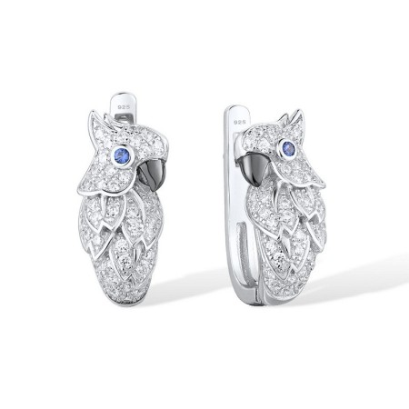 Sterling Silver w/ Black White Plating Earrings Blue Nano Cubic Zirconia,White Cubic Zirconia (E316345BZZSK925)