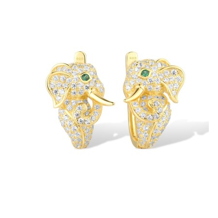 Sterling Silver w/ Yellow Plating Earrings Green Spinel,White Cubic Zirconia (E316346GSZSY925)