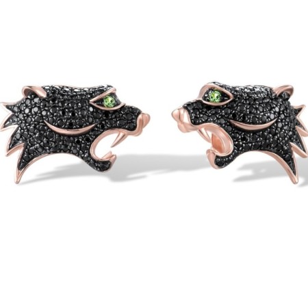 14KRB Earrings Black Diamond,Green Garnet (E316394BDG14KRB)