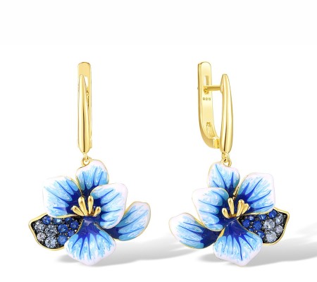 Sterling Silver w/ Yellow Black Plating Earrings Blue Spinel,Enamel (E316399ENASC925)