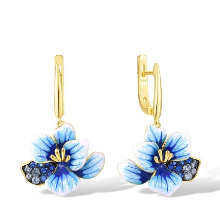 Sterling Silver w/ Yellow Black Plating Earrings Blue Spinel,Enamel (E316399ENASC925)