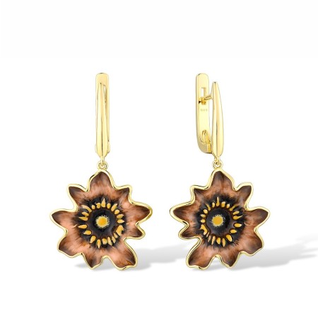 Sterling Silver w/ Yellow Plating Earrings Enamel (E316401ENASY925)