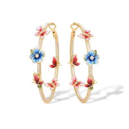 Sterling Silver w/ Yellow Plating Earrings Enamel,White Cubic Zirconia (E316403ENASY925)