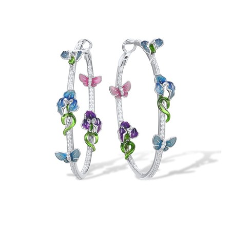 Sterling Silver Earrings Enamel,White Cubic Zirconia (E316404ENA1SL925)