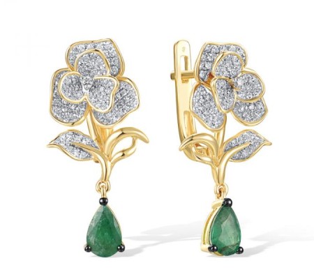 14K1YWB Earrings Diamond,Emerald (E316412EMR14K1YWB)