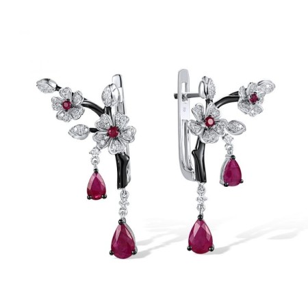 14KWB Earrings Diamond,Ruby (E316417RUY14KWB)