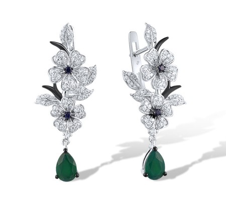 14KWB Earrings Blue Sapphire,Diamond,Emerald (E316418EMS14KWB)