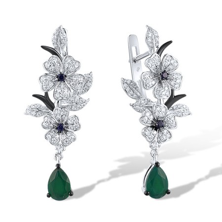 14KWB Earrings Blue Sapphire,Diamond,Emerald (E316418EMS14KWB)