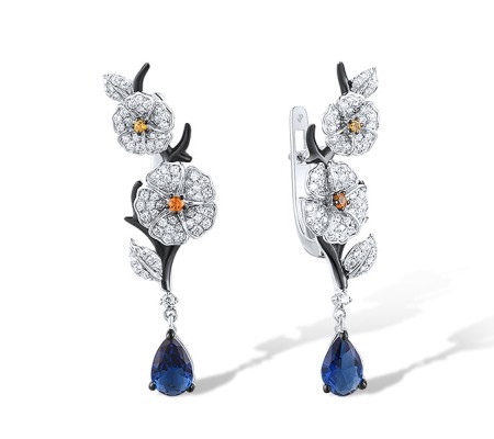 14KWB Earrings Blue Sapphire,Diamond,Yellow Sapphire (E316419BSY14KWB)