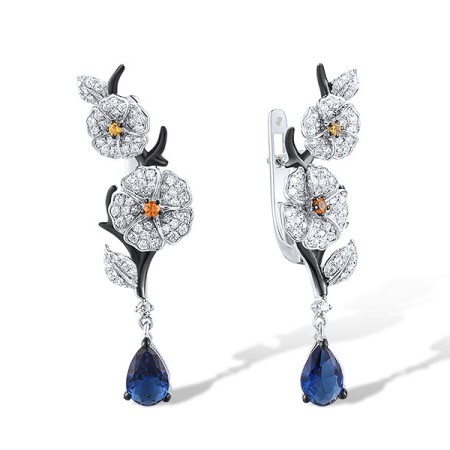 14KWB Earrings Blue Sapphire,Diamond,Yellow Sapphire (E316419BSY14KWB)