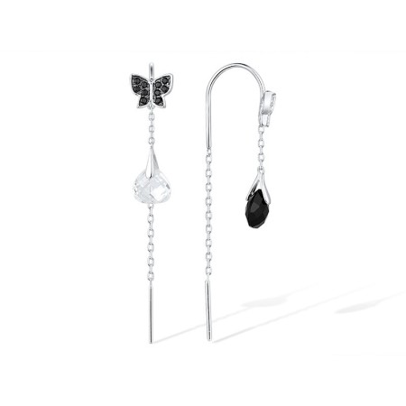 Sterling Silver w/ Black White Plating Earrings Black spinel,Onyx,White Cubic Zirconia (E316479BSOZSK925)