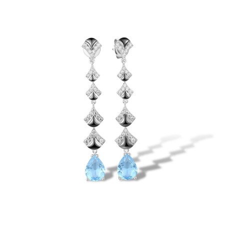 Sterling Silver w/ Black White Plating Earrings Blue Glass,White Cubic Zirconia (E316506BLGZSK925)