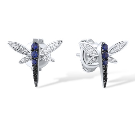 14KWB Earrings Black Diamond,Blue Sapphire,Diamond (E316515BDS14KWB)