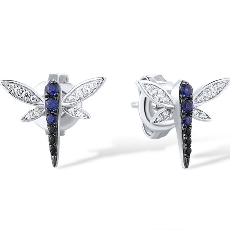 14KWB Earrings Black Diamond,Blue Sapphire,Diamond (E316515BDS14KWB)