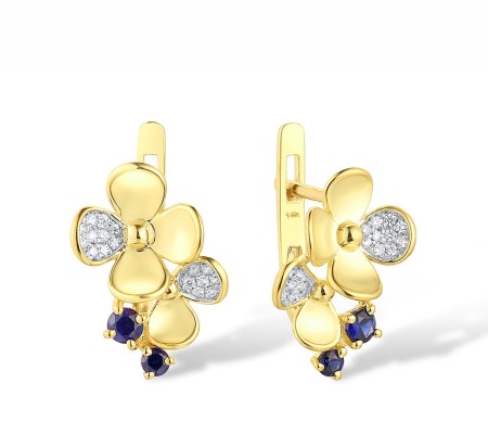 14KYW Earrings Blue Sapphire,Diamond (E316518SAP14KYW)