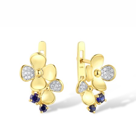 14KYW Earrings Blue Sapphire,Diamond (E316518SAP14KYW)