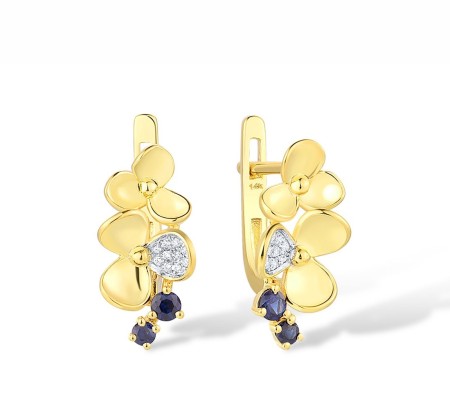 14KYW Earrings Blue Sapphire,Diamond (E316519SAP14KYW)