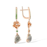 14KR Earrings Diamond,Green Garnet,Prasiolite (Green Amethyst) (E316534GNA14KR)