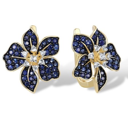 9KYWB Earrings Created Sapphire,White Topaz (E316540CWT9KYWB)