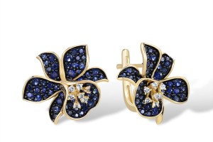 10KYB Earrings Created Sapphire,White Topaz (E316541CWT10KYB)