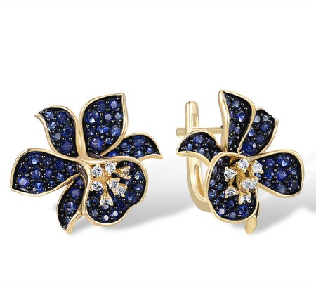 10KYB Earrings Created Sapphire,White Topaz (E316541CWT10KYB)