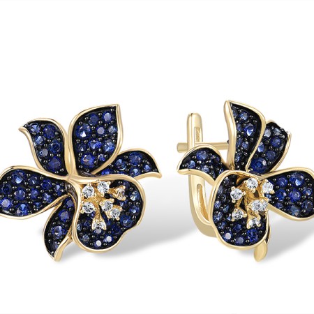 10KYB Earrings Created Sapphire,White Topaz (E316541CWT10KYB)