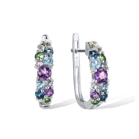 14KW Earrings London Blue Topaz,Peridot,Amethyst,Blue Topaz (Sky Blue),Blue Topaz (Swiss Blue),Green Garnet (E316544MUL14KW)