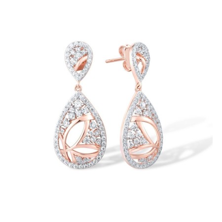 Sterling Silver w/ IONIC ROSE PLATING Earrings White Cubic Zirconia (E316595WCZSQ925)