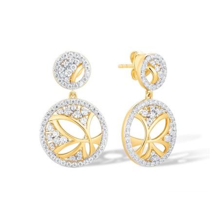 Sterling Silver w/ IONIC YELLOW PLATING Earrings White Cubic Zirconia (E316596WCZSP925)