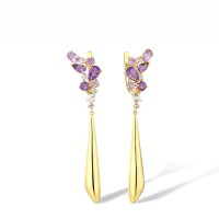 14KY Earrings Amethyst,White Topaz (E316621AWT14KY)