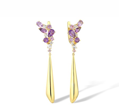14KY Earrings Amethyst,White Topaz (E316621AWT14KY)
