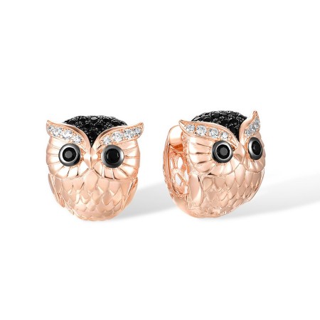 Sterling Silver w/ Rose Black Plating Earrings Black spinel,White Cubic Zirconia (E316656BSNZSD925)