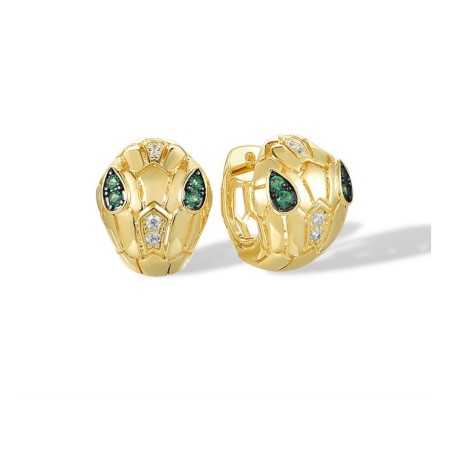 Sterling Silver w/ Yellow Black Plating Earrings Green Spinel,White Cubic Zirconia (E316657GSZSC925)