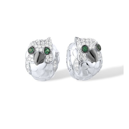 Sterling Silver w/ Black White Plating Earrings Green Spinel,White Cubic Zirconia (E316658GSZSK925)