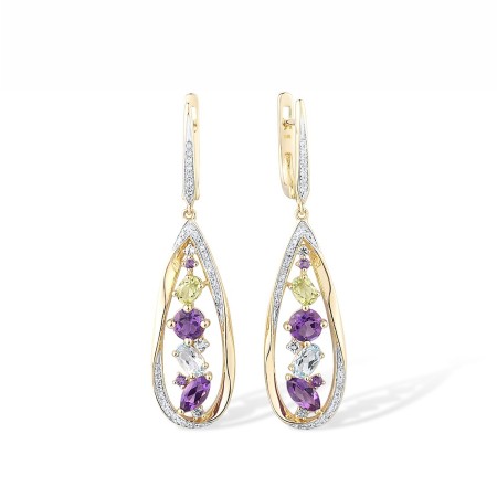 9KYW Earrings Amethyst,Blue Topaz (Sky Blue),Blue Topaz (Swiss Blue),Diamond,Peridot,White Topaz (E316665MUL9KYW)