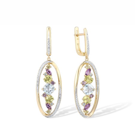 9KYW Earrings Amethyst,Blue Topaz (Sky Blue),Blue Topaz (Swiss Blue),Diamond,Peridot (E316666MUL9KYW)