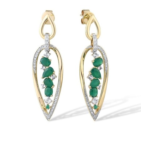 9KYW Earrings Diamond,Dyed Green Agate,Green Chalcedony,White Topaz (E316667GGRW9KYW)
