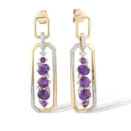 9KYW Earrings Amethyst,Diamond,White Topaz (E316668AWT9KYW)