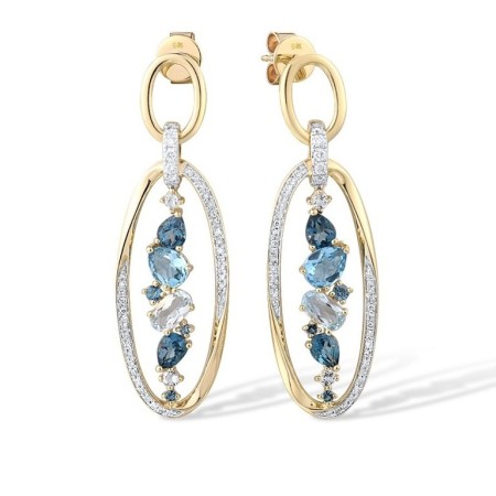 9KYW Earrings Blue Topaz (Sky Blue),Blue Topaz (Swiss Blue),Diamond,London Blue Topaz (E316669BKLT9KYW)